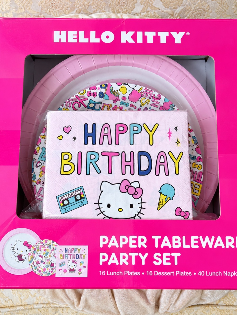 NIB Hello Kitty Sanrio Retro Rainbow Paper 72 Tableware Party